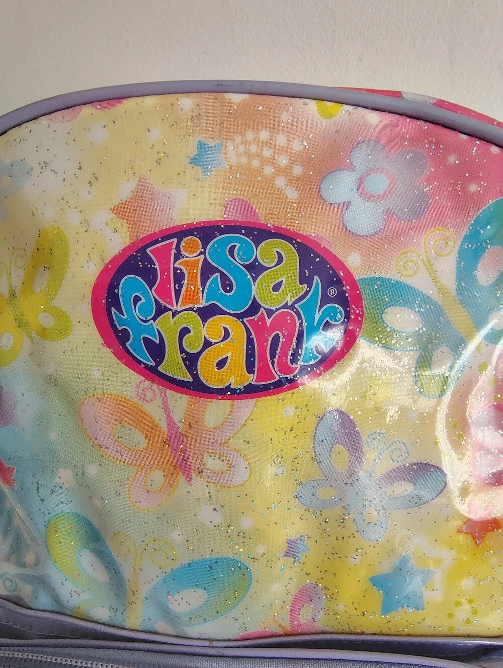 Vintage Lisa Frank Angel Kitty Backpack Glitter Rainbow Y2K